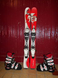 Dětské lyže HEAD DIDIER CUCHE 97cm + Lyžáky 21,5cm, SUPER STAV