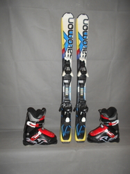 Dětské lyže SALOMON X RACE 100cm + Lyžáky 21,5cm, SUPER STAV
