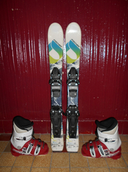 Dětské lyže FISCHER WATEA 80cm + Lyžáky 17,5cm, VÝBORNÝ STAV