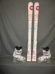 Juniorské lyže ROSSIGNOL FUN GIRL 130cm + Lyžáky 25,5cm, SUPER STAV