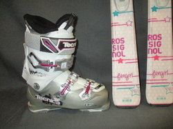 Dětské lyže ROSSIGNOL FUN GIRL 130cm + Lyžáky 25,5cm, SUPER STAV