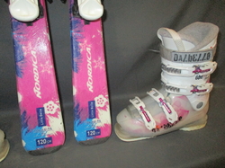 Juniorské lyže NORDICA LITTLE BELLE 120cm + Lyžáky 24,5cm, SUPER STAV