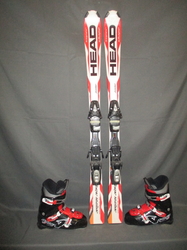 Juniorské lyže HEAD SUPERSHAPE 130cm + Lyžáky 25,5cm, VÝBORNÝ STAV