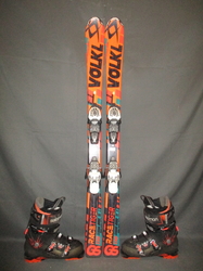 Juniorské lyže VÖLKL RACETIGER GS 130cm + Lyžáky 26,5cm, VÝBORNÝ STAV