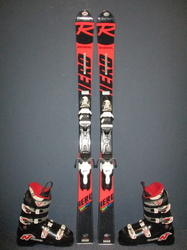 Juniorské lyže ROSSIGNOL HERO MTE 130cm + Lyžáky 26,5cm, SUPER STAV