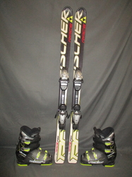 Juniorské lyže FISCHER RC RACE 130cm + Lyžáky 25,5cm, VÝBORNÝ STAV