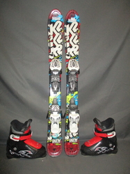 Dětské lyže K2 INDY 88cm + Lyžáky 19,5cm, SUPER STAV