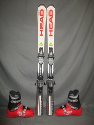 Juniorské lyže HEAD SUPERSHAPE 127cm + Lyžáky 26cm, VÝBORNÝ STAV