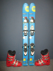 Dětské lyže ROSSIGNOL ROOSTIE 93cm + Lyžáky 19cm, VÝBORNÝ STAV