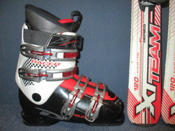 Juniorské lyže TECNO XT TEAM 120cm + Lyžáky 24,5cm, VÝBORNÝ STAV