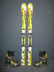 Juniorské lyže FISCHER RC4 Jr 130cm + Lyžáky 26,5cm, VÝBORNÝ STAV