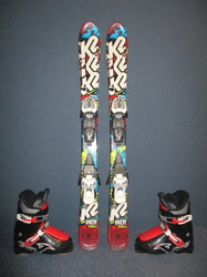 Dětské lyže K2 INDY 100cm + Lyžáky 21,5cm, VÝBORNÝ STAV 