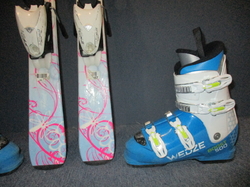 Juniorské lyže HEAD NICE ONE 117cm + Lyžáky 24,5cm, VÝBORNÝ STAV 