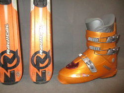 Juniorské lyže ROSSIGNOL RADICAL 130cm + Lyžáky 25,5cm, VÝBORNÝ STAV