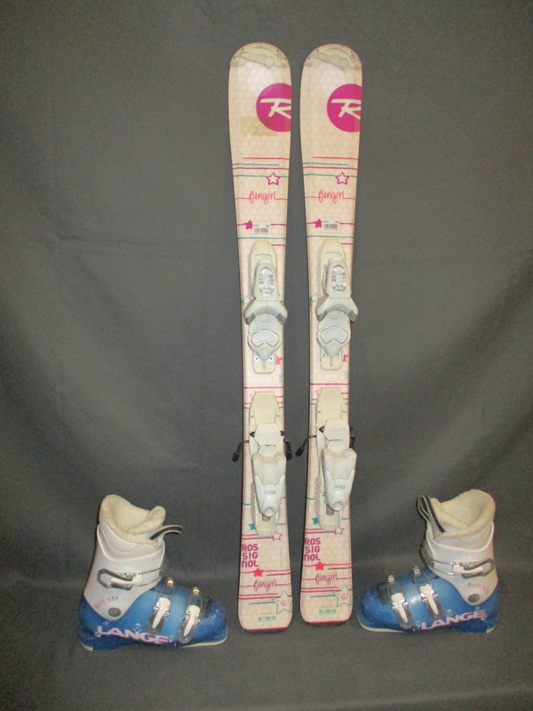 Dětské lyže ROSSIGNOL FUN GIRL 100cm + Lyžáky 20,5cm, SUPER STAV