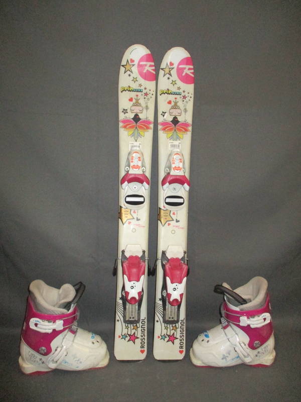Dětské lyže ROSSIGNOL PRINCESS 80cm + Lyžáky 17,5cm, VÝBORNÝ STAV