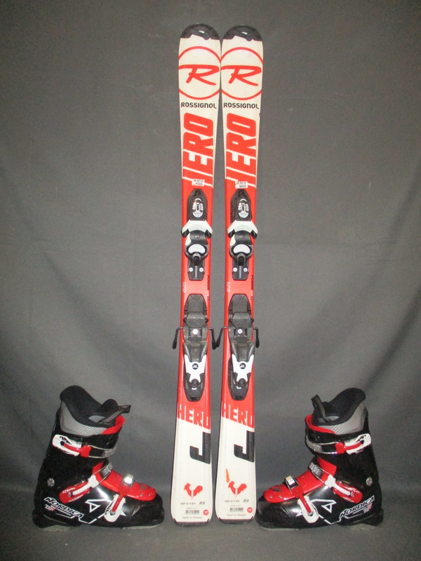 Juniorské lyže ROSSIGNOL HERO 120cm + Lyžáky 24,5cm, VÝBORNÝ STAV