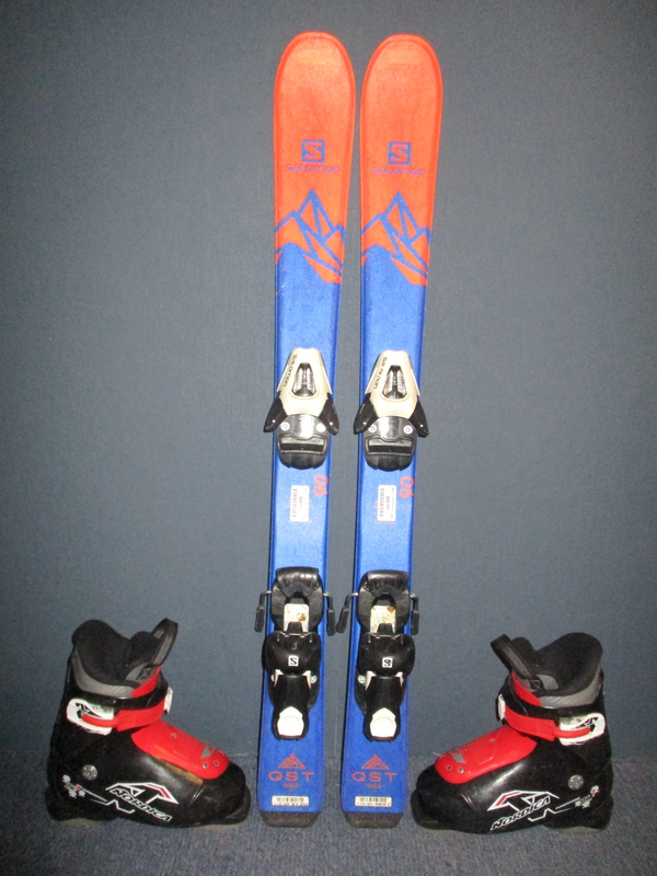 Dětské lyže SALOMON QST MAX Jr 90cm + Lyžáky 18,5cm, SUPER STAV