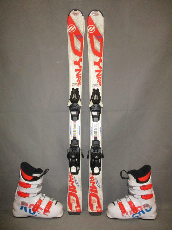 Juniorské lyže DYNAMIC VR 07 120cm + Lyžáky 24,5cm, SUPER STAV