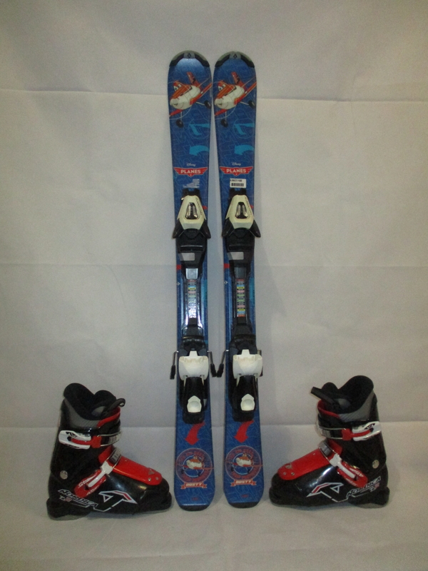 Dětské lyže TECNO PRO PLANES 100cm + Lyžáky 21,5cm, SUPER STAV