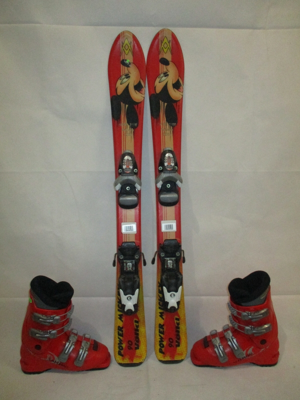 Dětské lyže VÖLKL POWER MICKEY 90cm + Lyžáky 19cm, VÝBORNÝ STAV