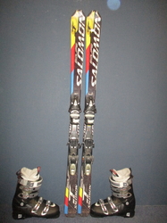 Juniorské lyže SALOMON EQUIPE 140cm + Lyžáky 27,5cm, VÝBORNÝ STAV