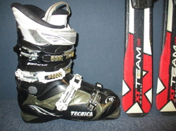 Juniorské lyže TECNO PRO XT TEAM 130cm + Lyžáky 26cm, VÝBORNÝ STAV