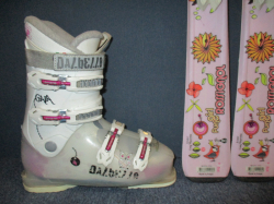 Juniorské lyže ROSSIGNOL FUN GIRL 130cm + Lyžáky 25,5cm, SUPER STAV