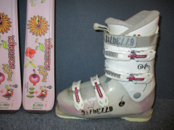 Juniorské lyže ROSSIGNOL FUN GIRL 130cm + Lyžáky 25,5cm, SUPER STAV