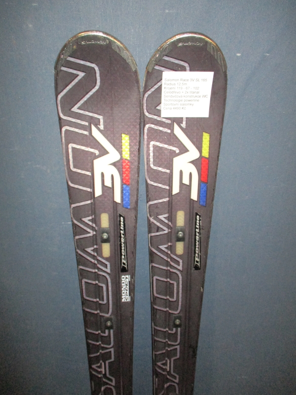 Sportovní lyže SALOMON RACE 3V SL 165cm, VÝBORNÝ STAV