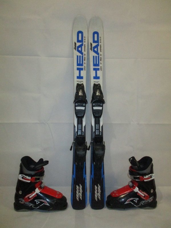 Dětské lyže HEAD SUPERSHAPE 107cm + Lyžáky 22,5cm, VÝBORNÝ STAV